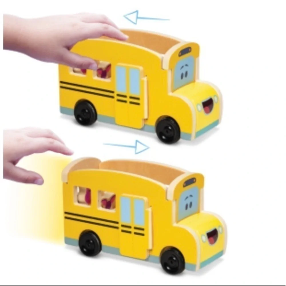 NIB-MELISSA & DOUG-BLUES CLUES & YOU-WOODEN PULL BACK SCHOOL BUS